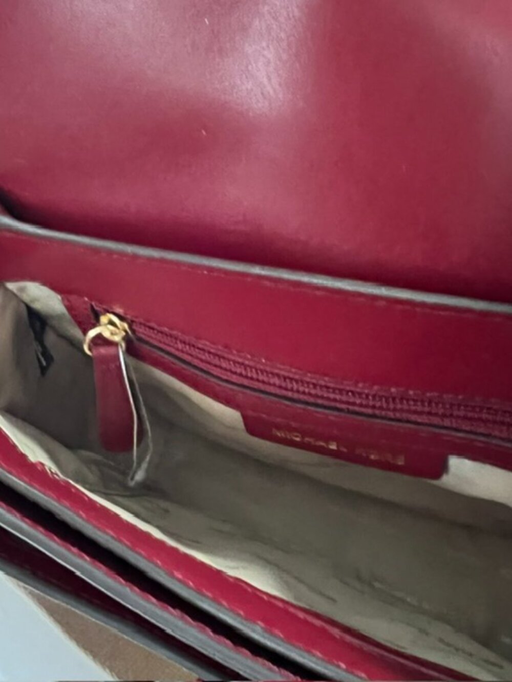 Michael Kors Leather Sloan Editor Large Shoulder Bag Dark Cherry 2 Straps - Picture 12 of 14